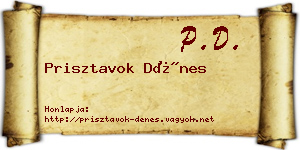 Prisztavok Dénes névjegykártya